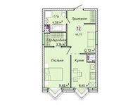 Планировка 1-комнатной квартиры, 40,74 м2
