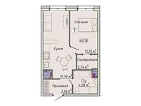 Планировка 1-комнатной квартиры, 40,18 м2