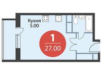 Планировка квартиры студии, 27 м2