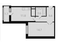 Планировка 1-комнатной квартиры, 38,4 м2