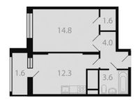 Планировка 1-комнатной квартиры, 37,9 м2