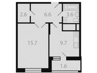 Планировка 1-комнатной квартиры, 40 м2