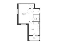 Планировка 1-комнатной квартиры, 39,2 м2