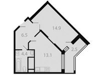 Планировка 1-комнатной квартиры, 41,4 м2