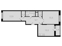 Планировка 2-комнатной квартиры, 59,4 м2
