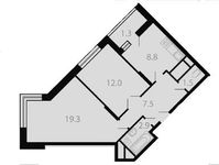 Планировка 2-комнатной квартиры, 53,3 м2