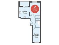 Планировка 2-комнатной квартиры, 57,2 м2