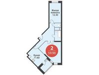 Планировка 2-комнатной квартиры, 59,9 м2
