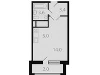 Планировка квартиры студии, 28 м2