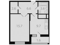 Планировка 1-комнатной квартиры, 38,7 м2