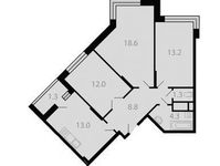 Планировка 3-комнатной квартиры, 72,5 м2