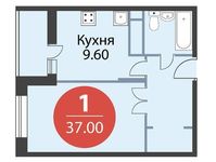 Планировка 1-комнатной квартиры, 37 м2
