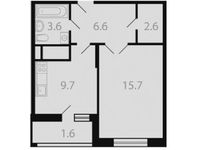 Планировка 1-комнатной квартиры, 39,6 м2