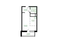 Планировка квартиры студии, 27,5 м2