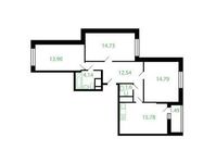 Планировка 3-комнатной квартиры, 78,97 м2
