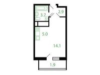 Планировка квартиры студии, 27,5 м2