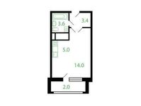 Планировка квартиры студии, 26,6 м2