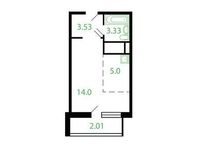 Планировка квартиры студии, 27,87 м2