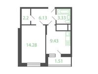 Планировка 1-комнатной квартиры, 34,11 м2