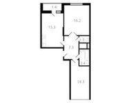 Планировка 2-комнатной квартиры, 59,3 м2