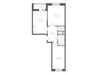 Планировка 2-комнатной квартиры, 57,69 м2
