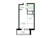 Планировка квартиры студии, 27,13 м2
