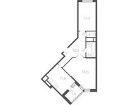 Планировка 2-комнатной квартиры, 59,67 м2