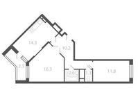 Планировка 2-комнатной квартиры, 58,7 м2