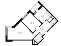 Планировка 2-комнатной квартиры, 53,3 м2