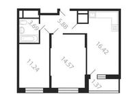 Планировка 2-комнатной квартиры, 53,18 м2
