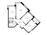 Планировка 3-комнатной квартиры, 73,3 м2
