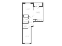 Планировка 2-комнатной квартиры, 58,4 м2