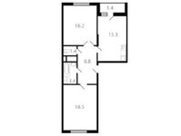 Планировка 2-комнатной квартиры, 65 м2
