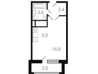 Планировка квартиры студии, 28 м2