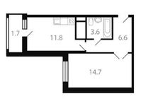 Планировка 1-комнатной квартиры, 38,4 м2