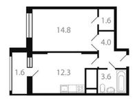 Планировка 1-комнатной квартиры, 37,9 м2