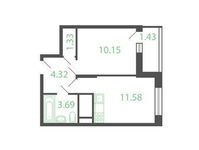 Планировка 1-комнатной квартиры, 32,5 м2