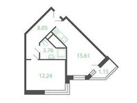 Планировка 1-комнатной квартиры, 41,29 м2