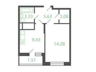 Планировка 1-комнатной квартиры, 34,05 м2