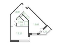 Планировка 1-комнатной квартиры, 40,81 м2