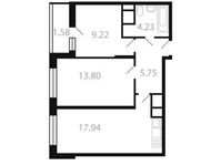 Планировка 2-комнатной квартиры, 52,52 м2