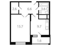 Планировка 1-комнатной квартиры, 40 м2