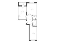 Планировка 2-комнатной квартиры, 54,24 м2
