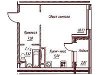 Планировка квартиры студии, 33,9 м2