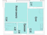 Планировка 1-комнатной квартиры, 38 м2