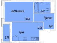 Планировка 1-комнатной квартиры, 38,1 м2