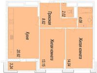 Планировка 2-комнатной квартиры, 64,6 м2