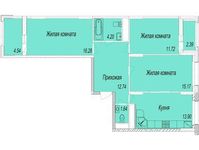 Планировка 3-комнатной квартиры, 79 м2