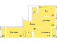 Планировка 3-комнатной квартиры, 81,6 м2