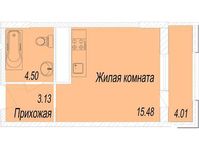 Планировка 1-комнатной квартиры, 25,1 м2
